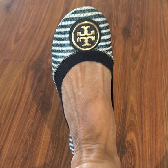 Tory Burch navy and white striped nautical ballet flats size 6.5 - Picture 5 of 6